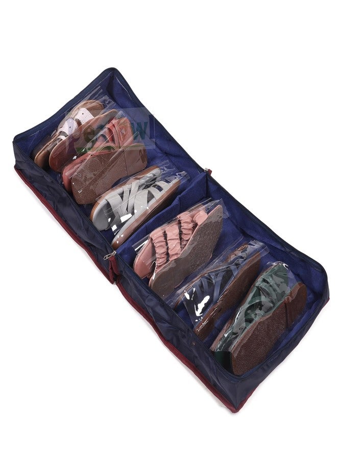Peafowl Shoe Tote Storage Bag, Shoes Organiser, Shoe Kit, Hold 6 Pairs of Shoes (Dark Blue) - Image 2